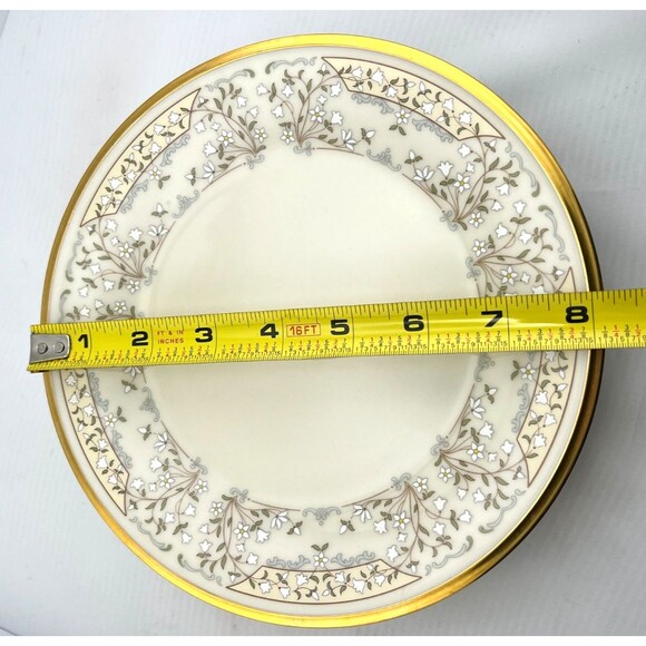 Vtg LENOX Meadow Song 6pc Set 8" Salad Plates Floral Gold Rim Porcelain USA Made - Picture 9 of 9